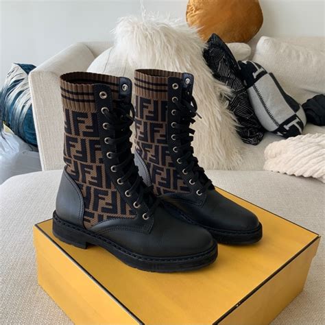 fendi rockoko knit sneakers|rockoko knit leather combat boots.